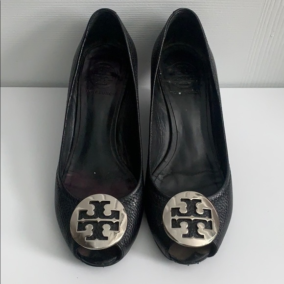 Tory Burch Peep toe Sally Wedge - Picture 1 of 7
